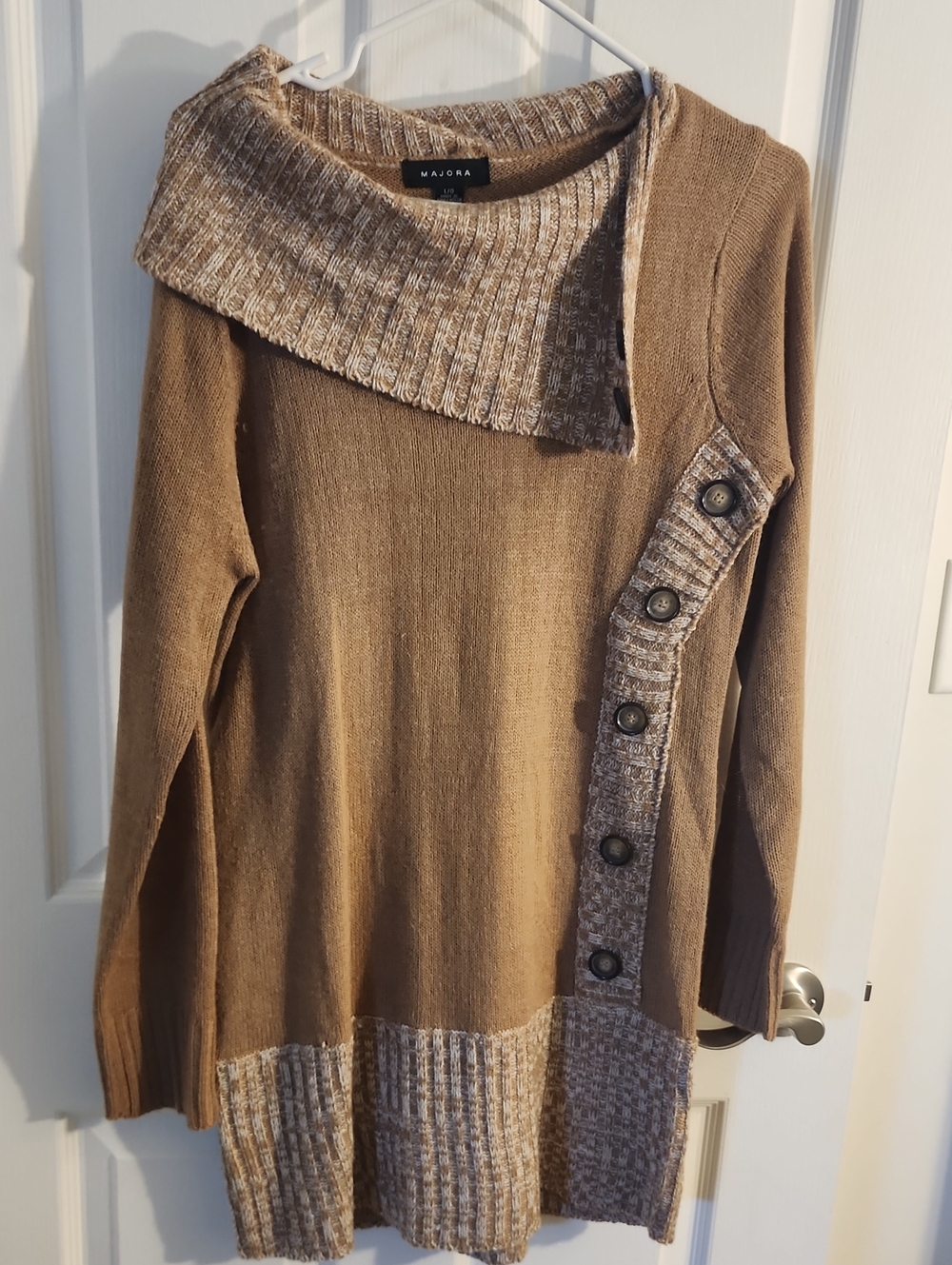Brown Knit Button-Accent Women's Sweater